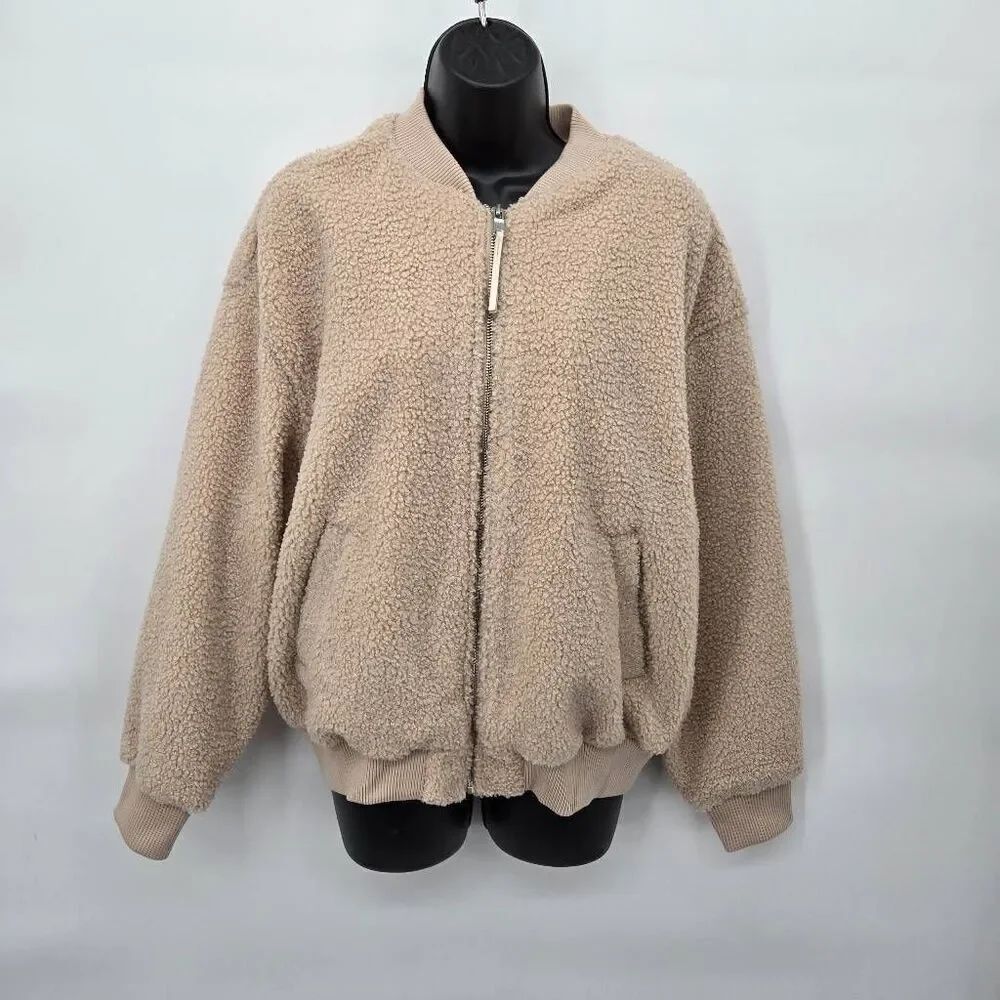 Avec Les Filles Teddy Jacket Size Large Cream Soft Warm NWOT
